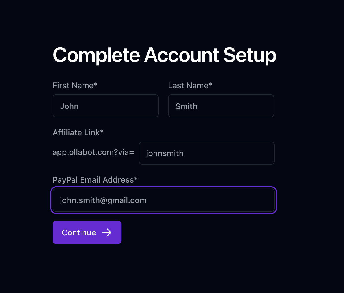 Affiliate Form